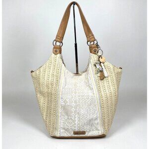 Sakroots The Sak Roma Shopper Hobo Shoulder Bag Tote Purse Woven Straw Canvas